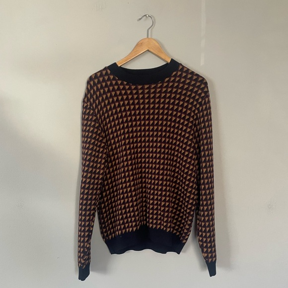 TOPMAN Black & Tan Geometric Pattern Sweater - Picture 2 of 4